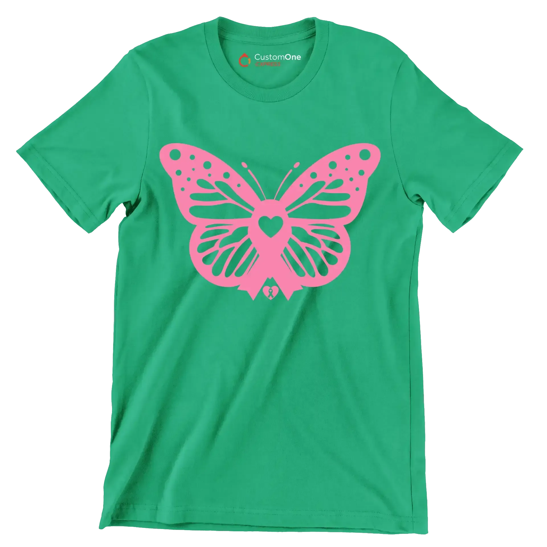 Breast cancer butterfly Pink ribbon - Breast Cancer Awareness T-Shirt-Green-S-Custom One Express