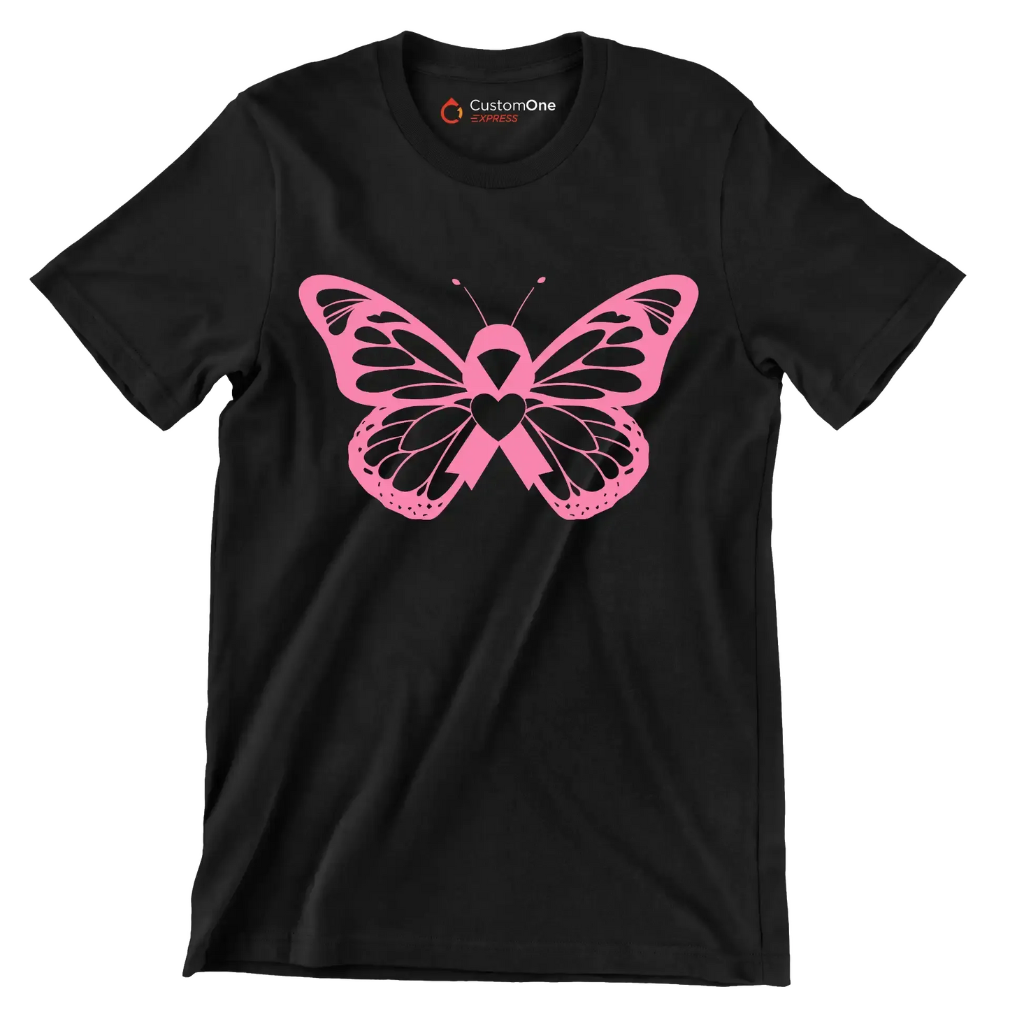 Breast cancer pink butterfly - Breast Cancer Awareness T-Shirt-Black-S-Custom One Express