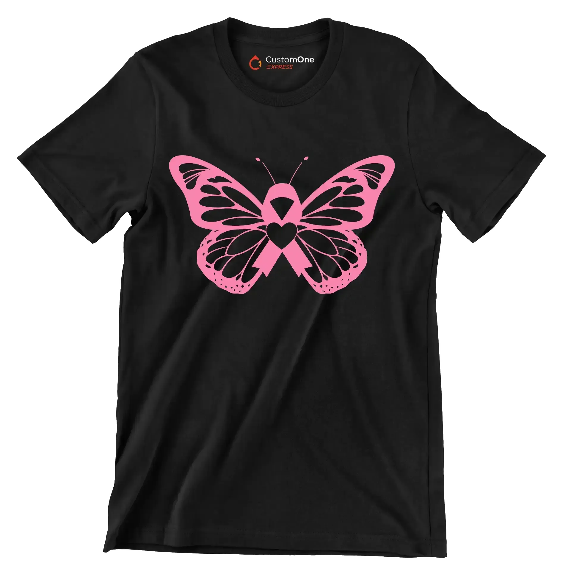 Breast cancer pink butterfly - Breast Cancer Awareness T-Shirt-Black-S-Custom One Express