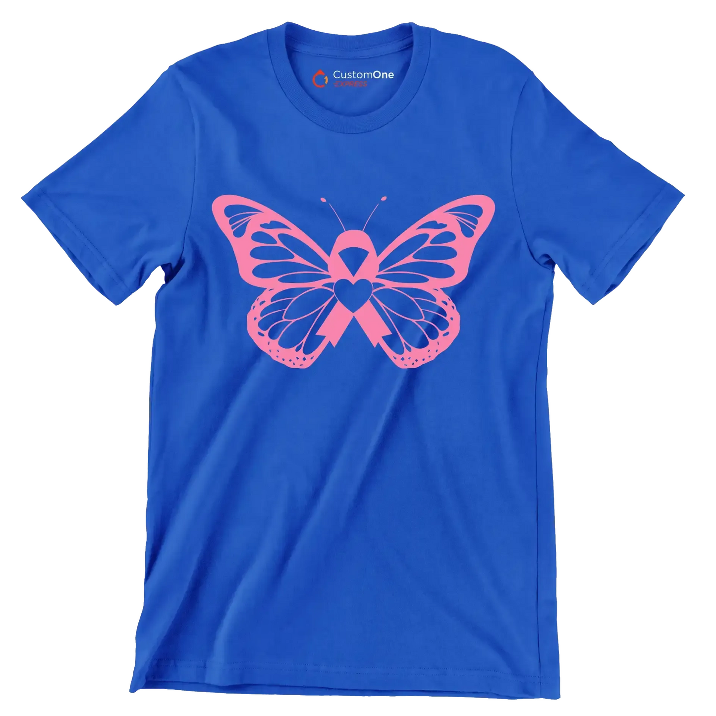 Breast cancer pink butterfly - Breast Cancer Awareness T-Shirt-Blue-S-Custom One Express
