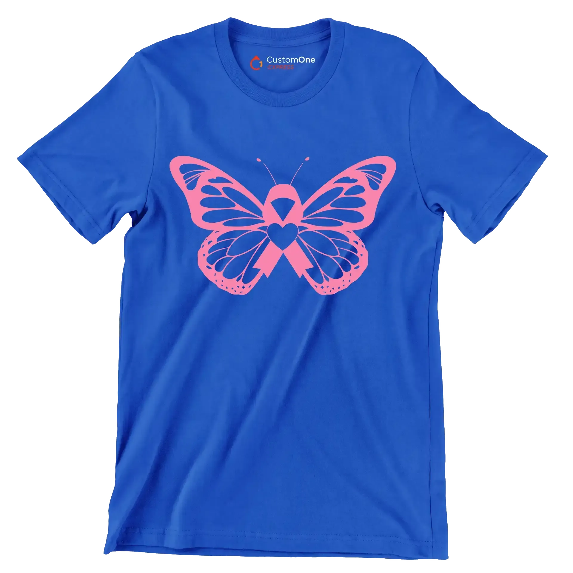 Breast cancer pink butterfly - Breast Cancer Awareness T-Shirt-Blue-S-Custom One Express