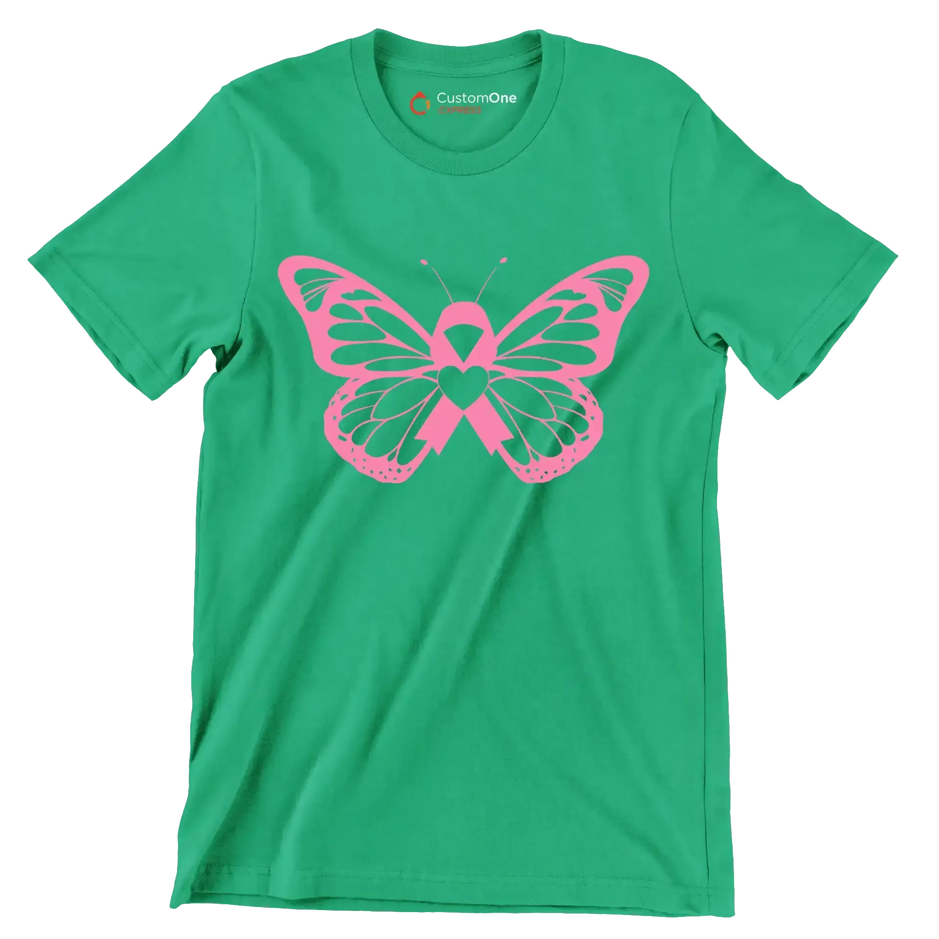 Breast cancer pink butterfly - Breast Cancer Awareness T-Shirt-Green-S-Custom One Express