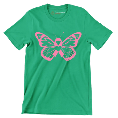 Breast cancer pink butterfly - Breast Cancer Awareness T-Shirt-Green-S-Custom One Express