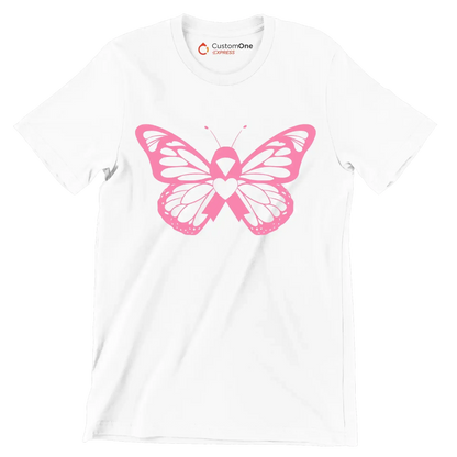 Breast cancer pink butterfly - Breast Cancer Awareness T-Shirt-White-S-Custom One Express