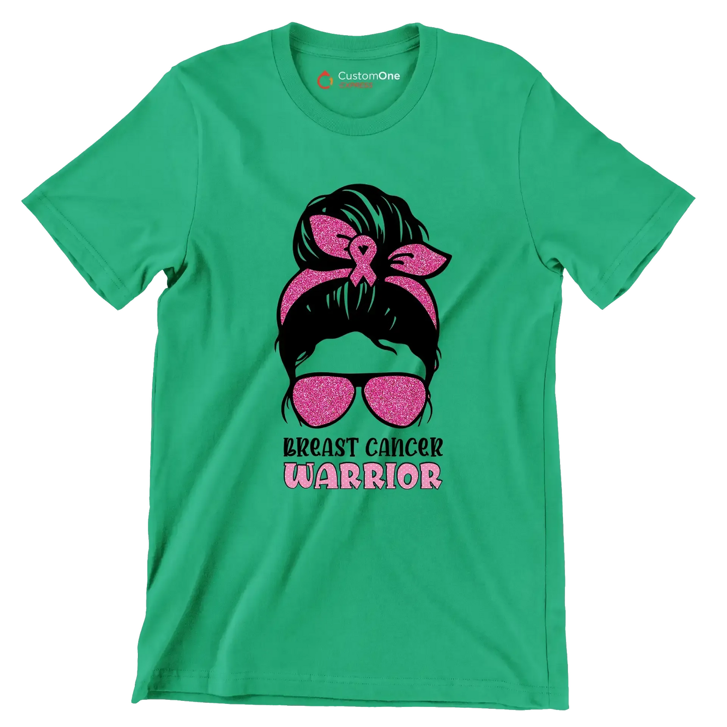Breast cancer warrior - Breast Cancer Awareness T-Shirt-Green-S-Custom One Express