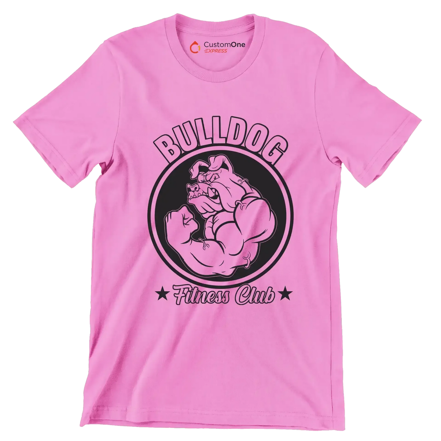 Bulldog Fitness Club - Gym Themed T-Shirt-Pink-S-Custom One Express