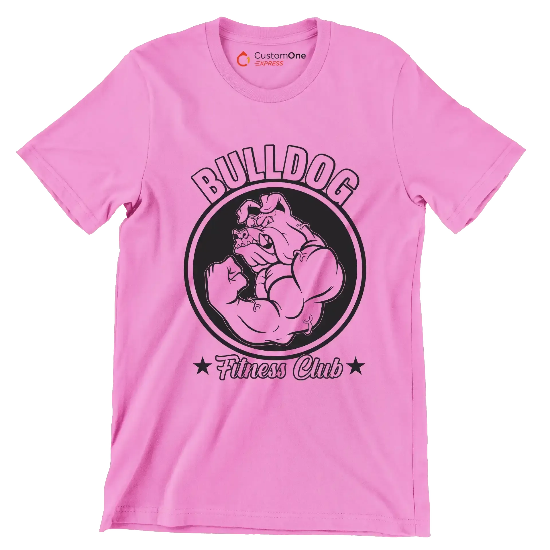 Bulldog Fitness Club - Gym Themed T-Shirt-Pink-S-Custom One Express