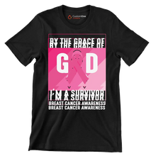 By the grace of god I_m a survivor breast cancer awareness - Breast Cancer Awareness T-Shirt-Black-S-Custom One Express