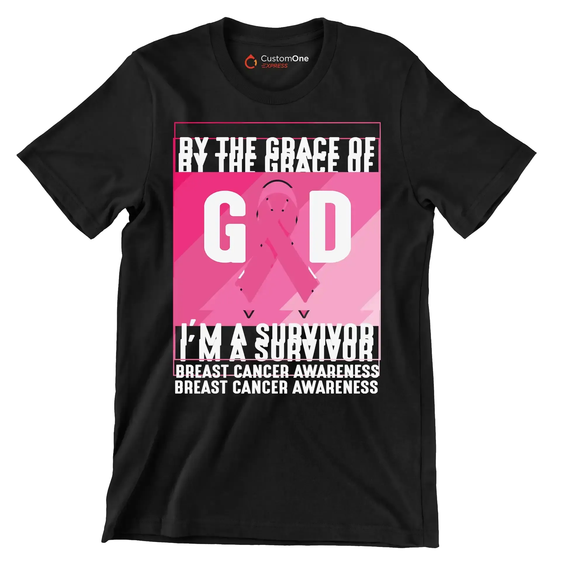 By the grace of god I_m a survivor breast cancer awareness - Breast Cancer Awareness T-Shirt-Black-S-Custom One Express