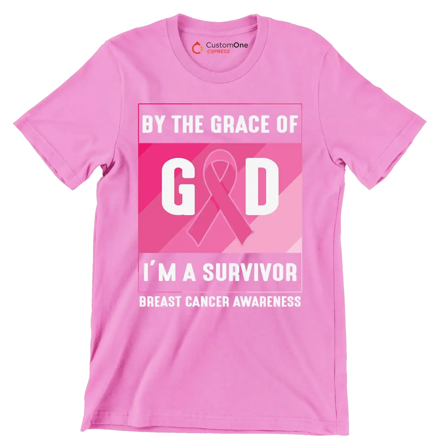 By the grace of god I_m a survivor breast cancer awareness - Breast Cancer Awareness T-Shirt-Pink-S-Custom One Express
