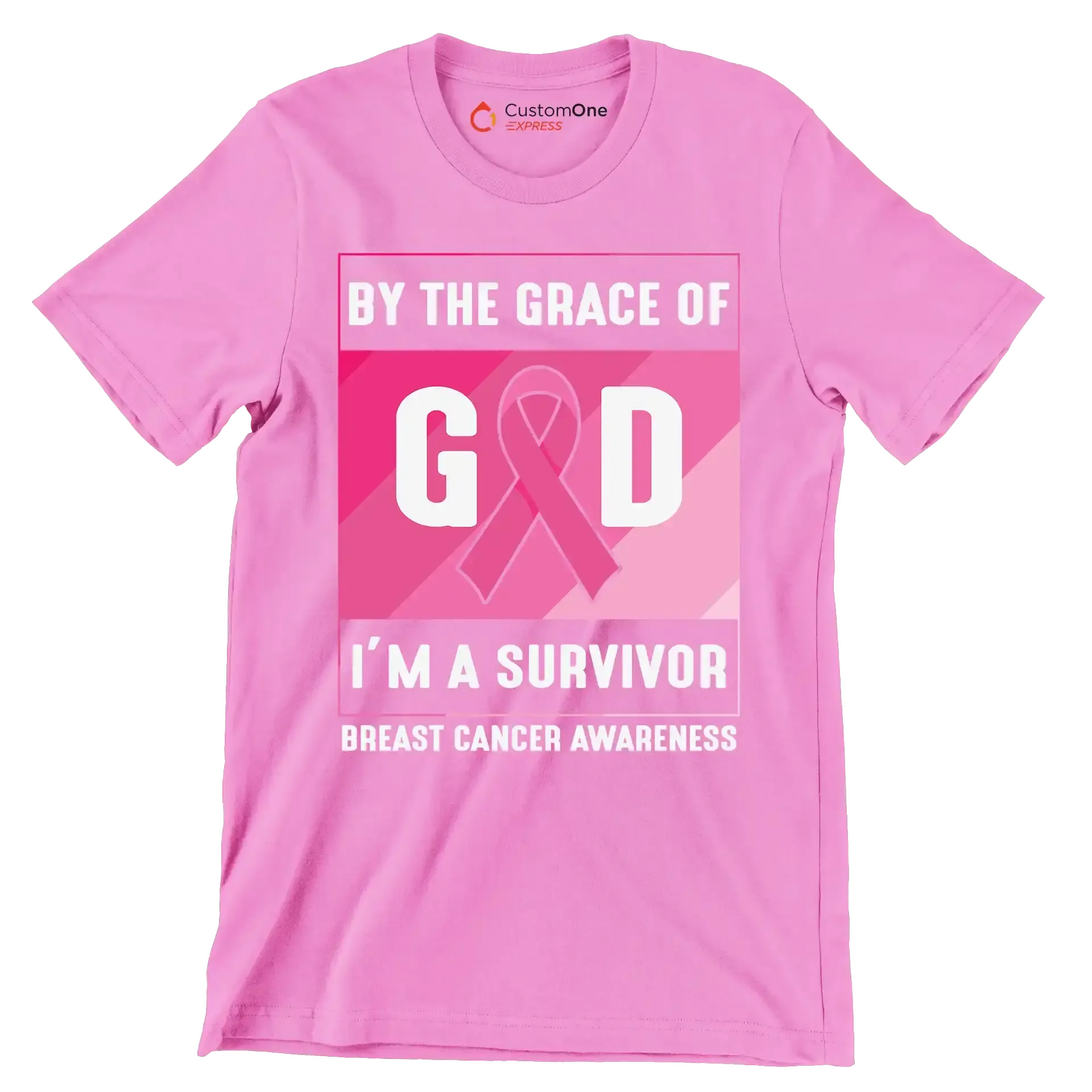 By the grace of god I_m a survivor breast cancer awareness - Breast Cancer Awareness T-Shirt-Pink-S-Custom One Express
