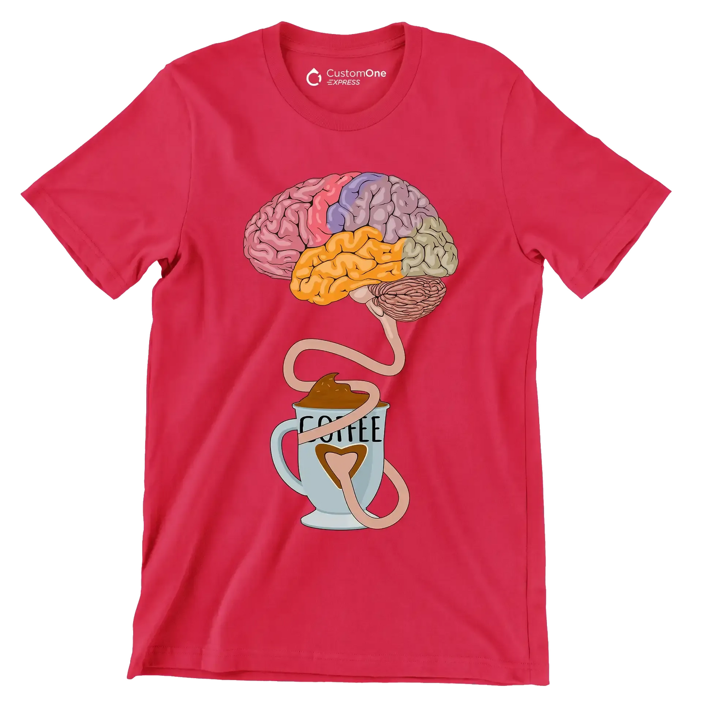 COFFEE - Coffee Themed T-Shirt-Red-S-Custom One Express