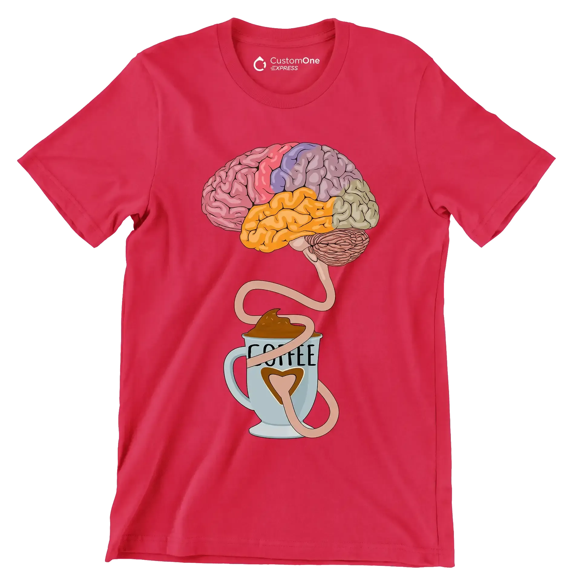 COFFEE - Coffee Themed T-Shirt-Red-S-Custom One Express