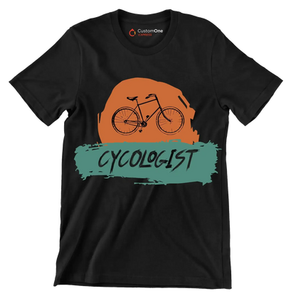 CYCOLOGIST - Bicycle Themed T-Shirt-Black-S-Custom One Express