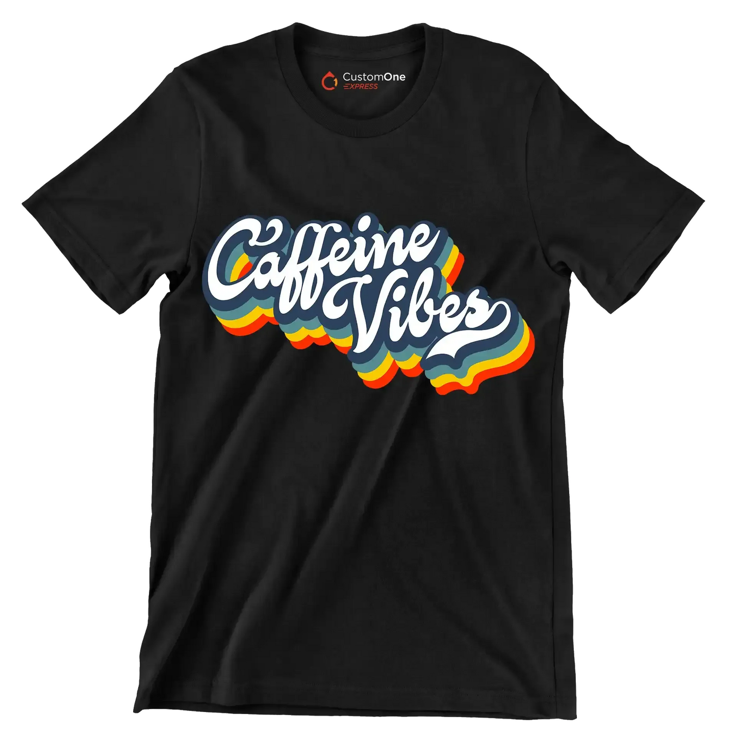 Caffeine Vibes - Coffee Themed T-Shirt-Black-S-Custom One Express