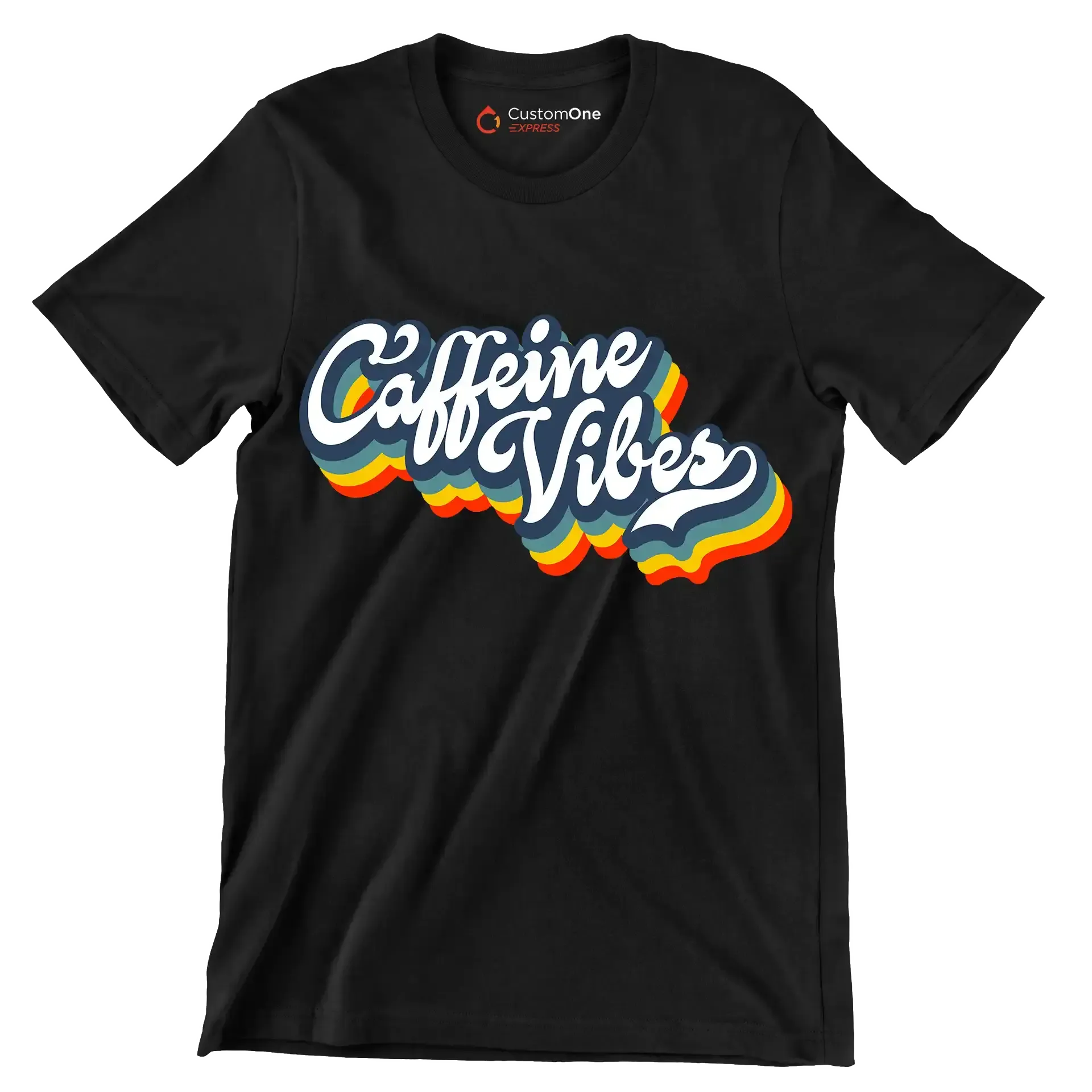 Caffeine Vibes - Coffee Themed T-Shirt-Black-S-Custom One Express