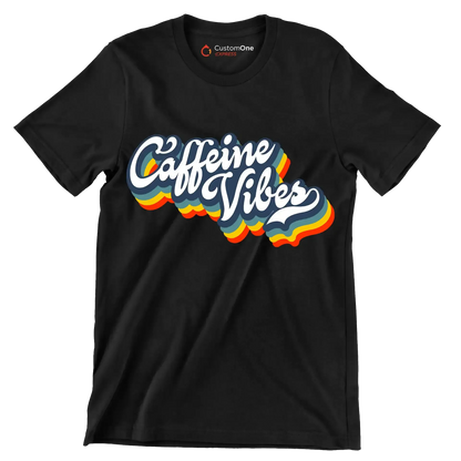 Caffeine Vibes - Coffee Themed T-Shirt-Black-S-Custom One Express