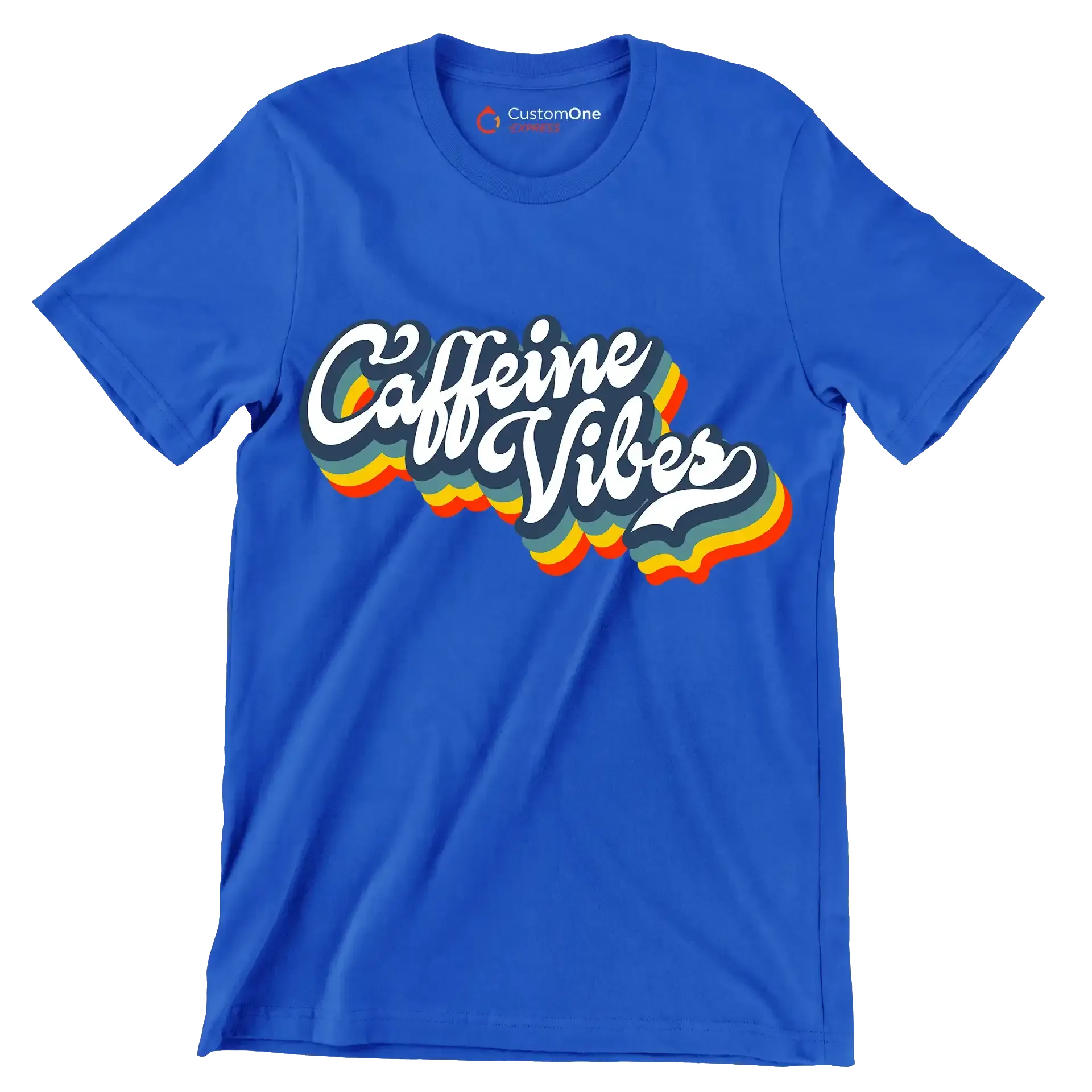 Caffeine Vibes - Coffee Themed T-Shirt-Blue-S-Custom One Express