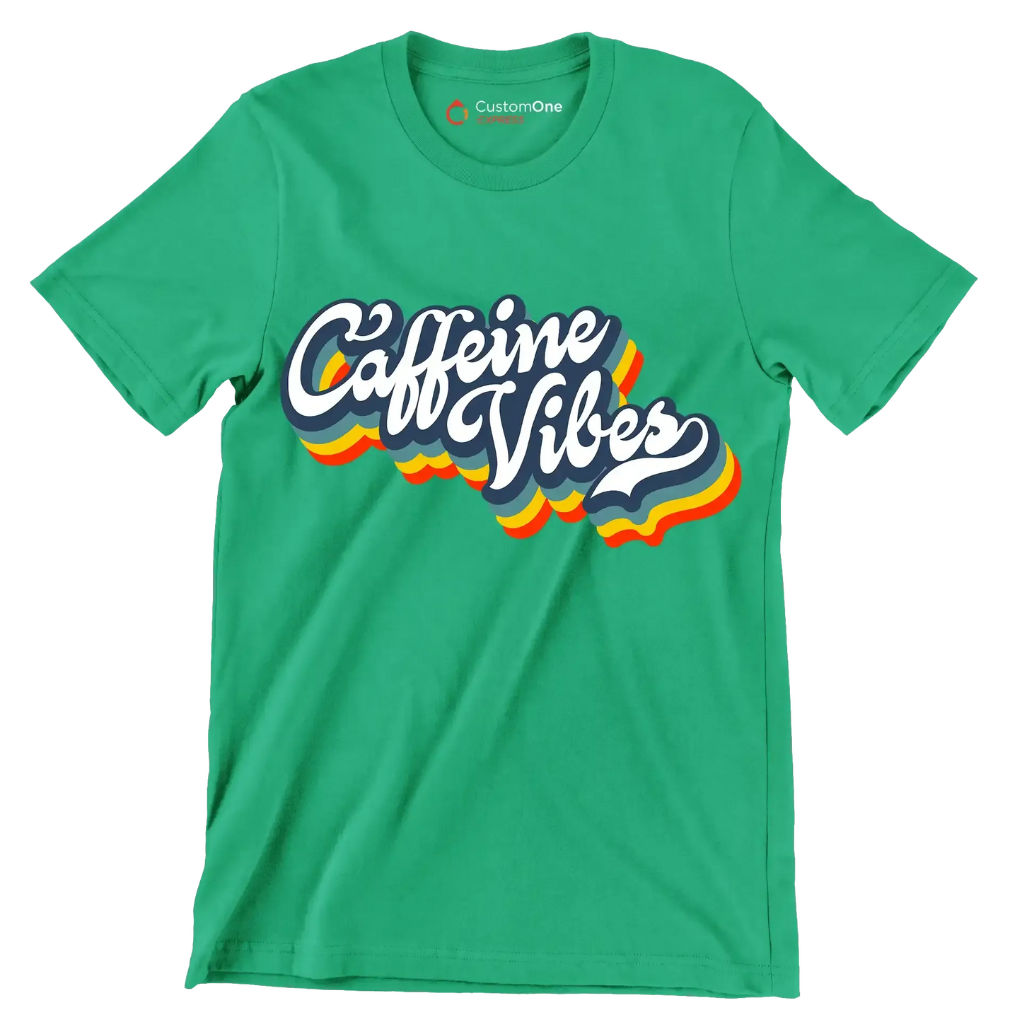 Caffeine Vibes - Coffee Themed T-Shirt-Green-S-Custom One Express