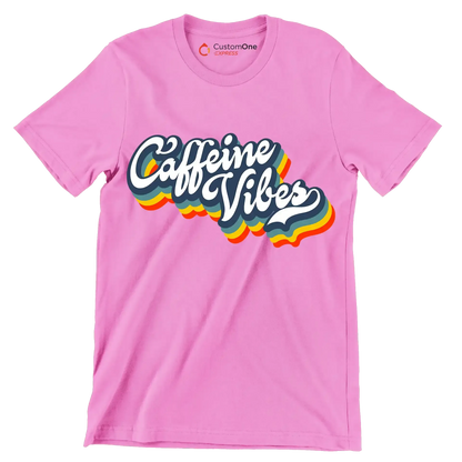 Caffeine Vibes - Coffee Themed T-Shirt-Pink-S-Custom One Express