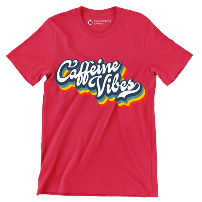 Caffeine Vibes - Coffee Themed T-Shirt-Red-S-Custom One Express