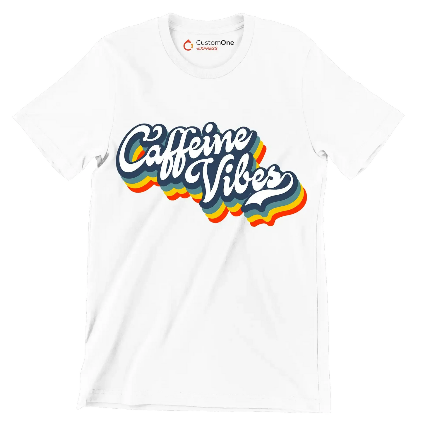 Caffeine Vibes - Coffee Themed T-Shirt-White-S-Custom One Express