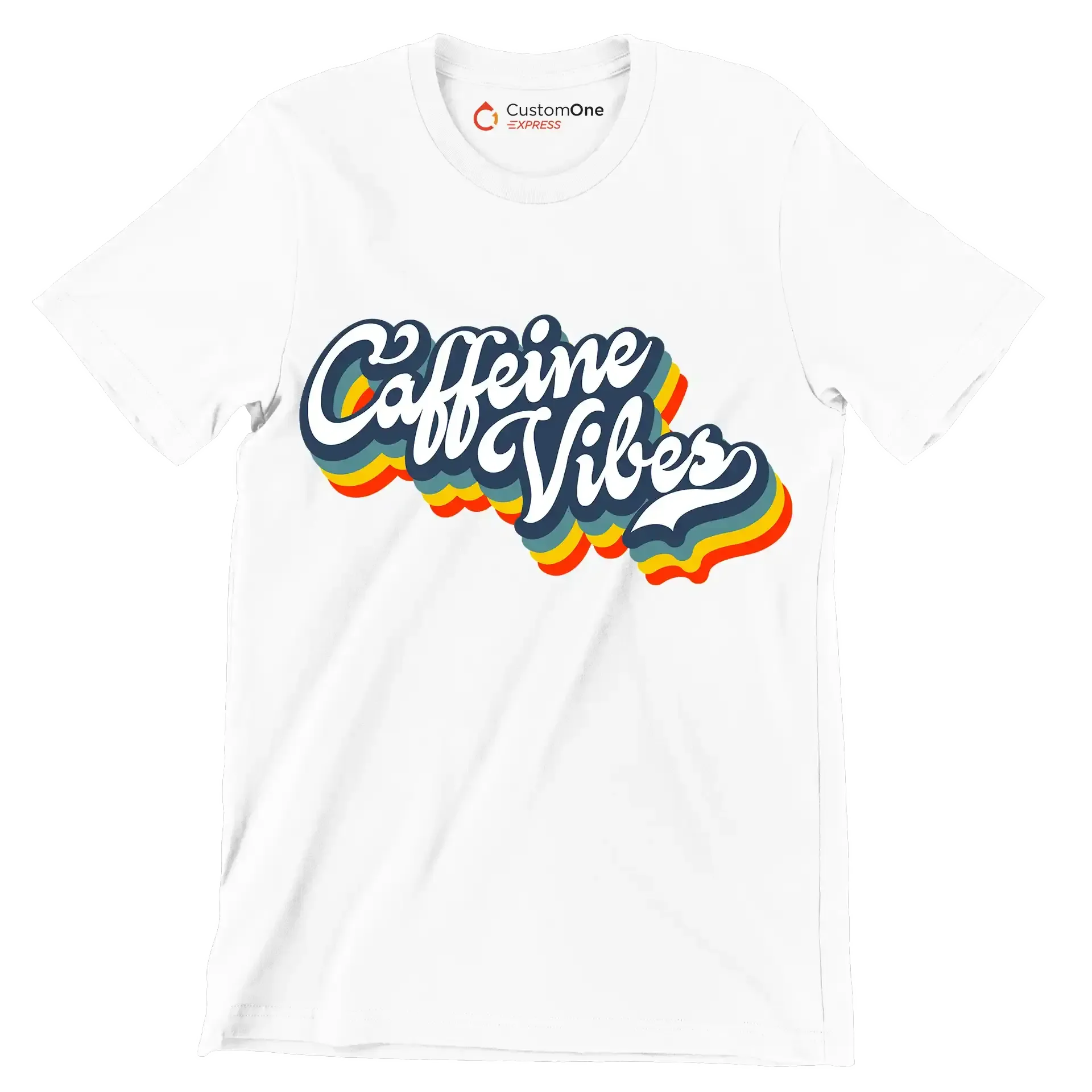 Caffeine Vibes - Coffee Themed T-Shirt-White-S-Custom One Express