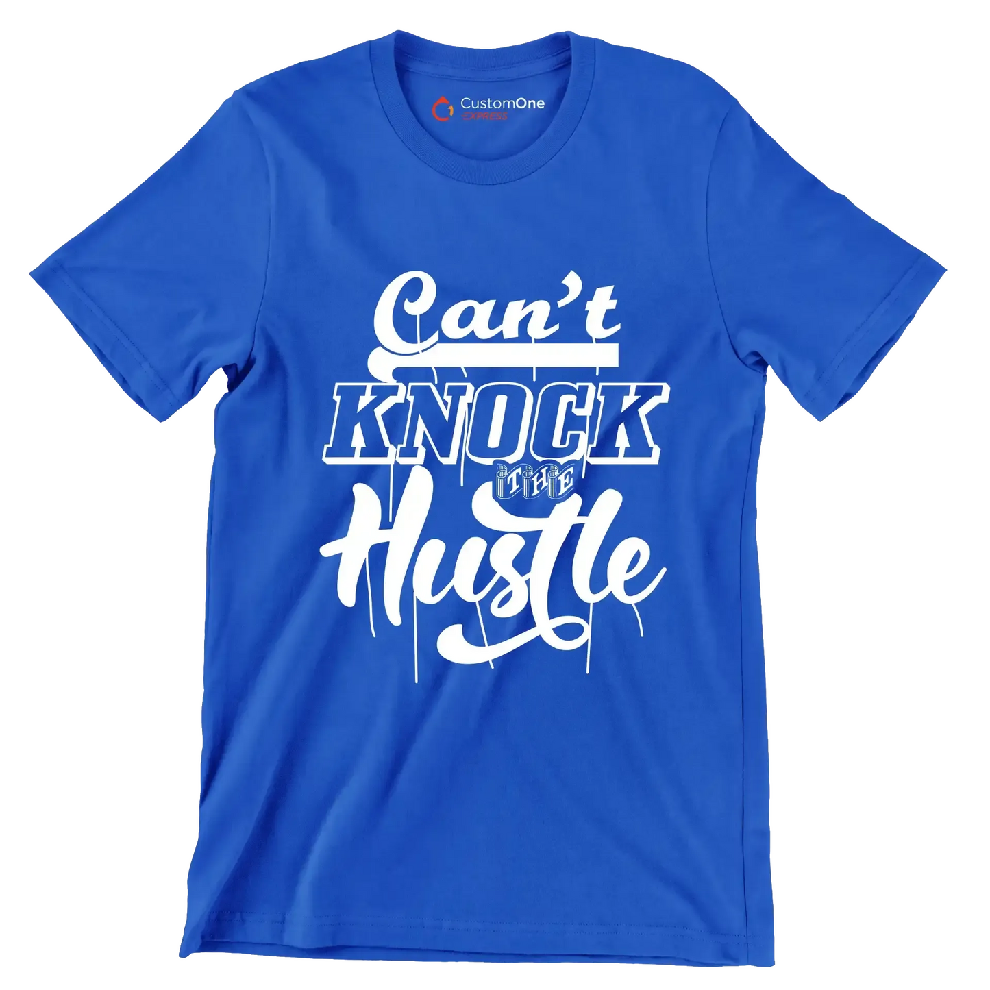 Can't Knock The Hustle - Motivational Themed T-Shirt-Blue-S-Custom One Express