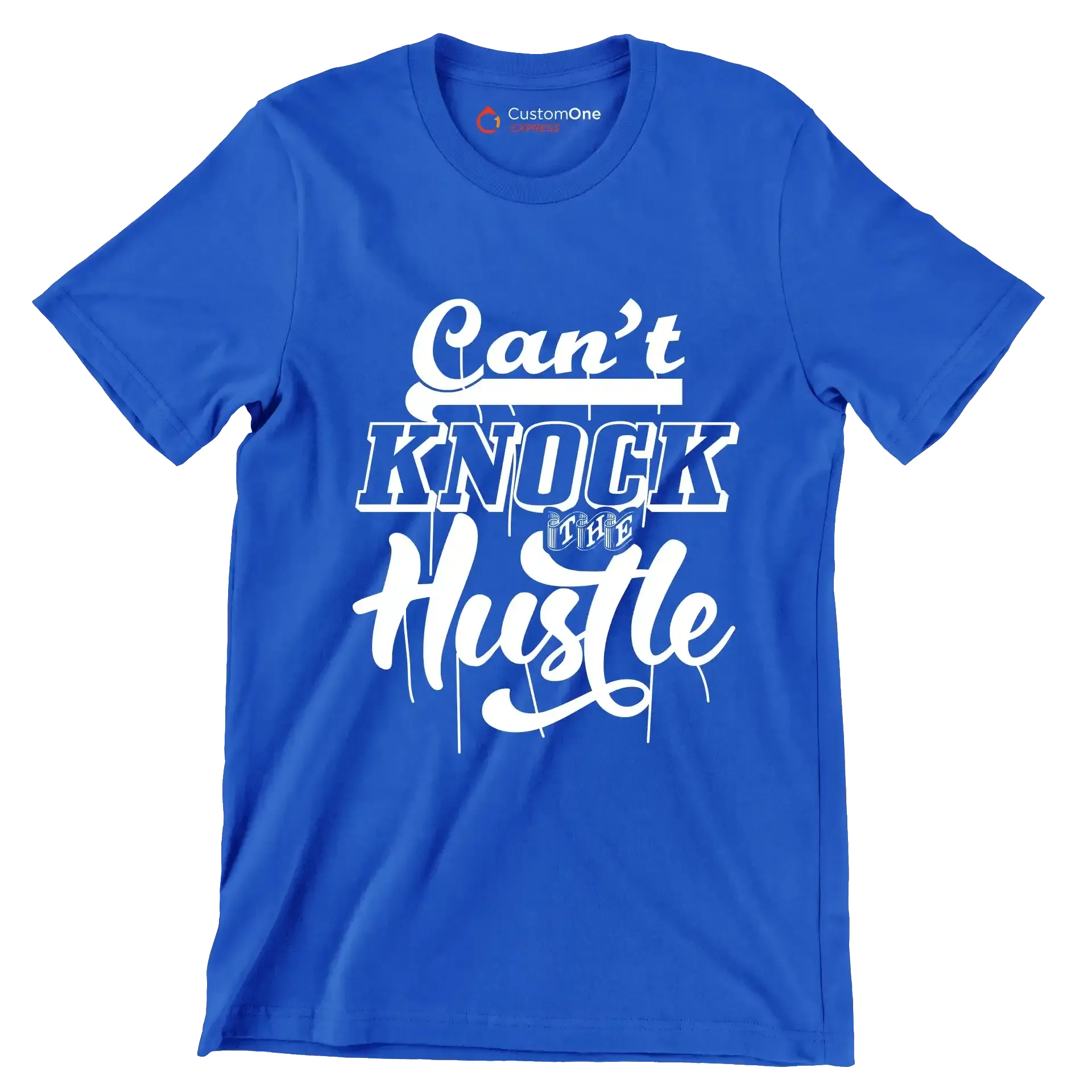 Can't Knock The Hustle - Motivational Themed T-Shirt-Blue-S-Custom One Express