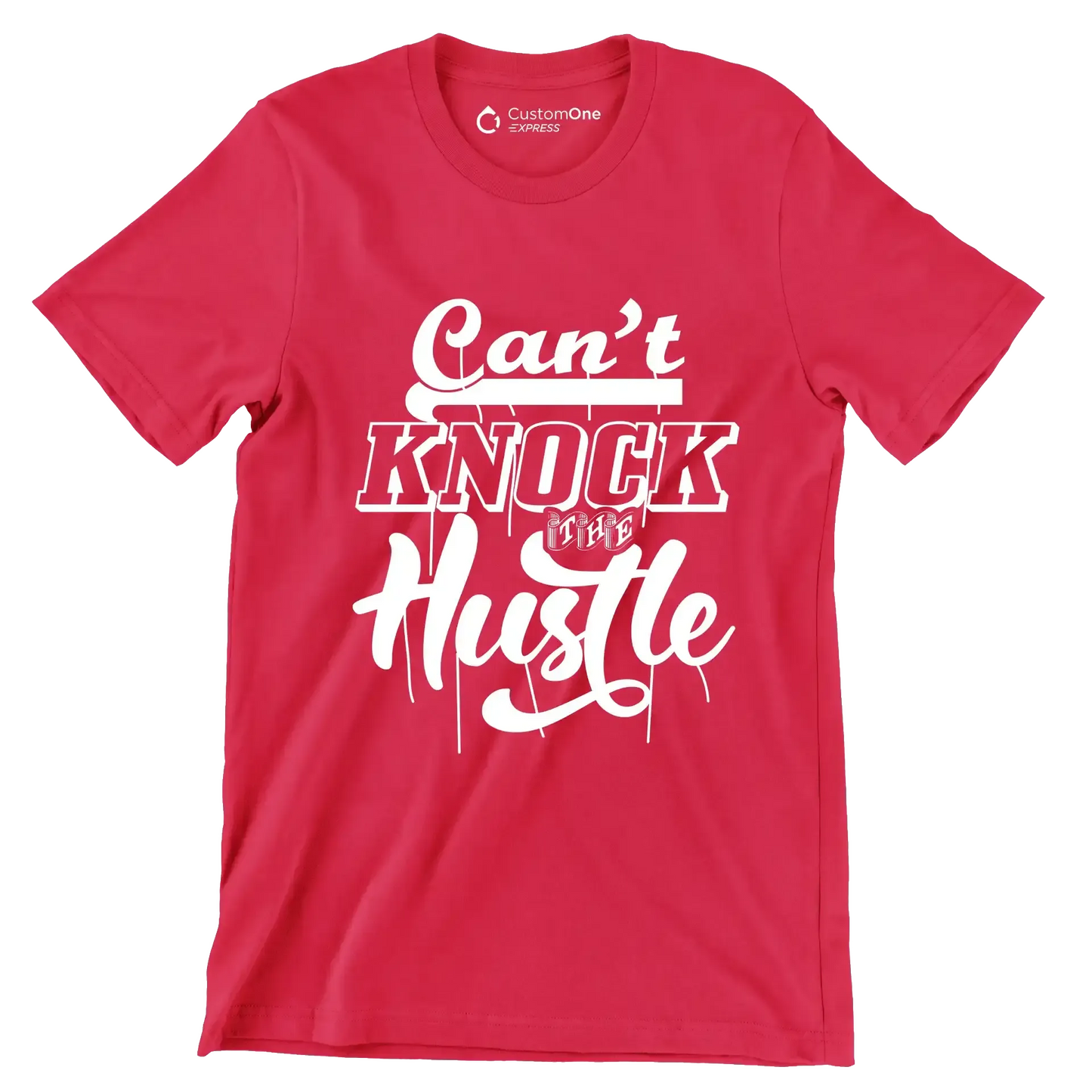 Can't Knock The Hustle - Motivational Themed T-Shirt-Red-S-Custom One Express