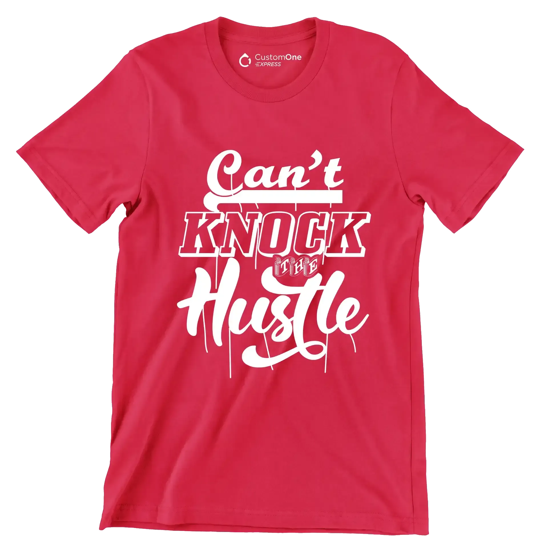 Can't Knock The Hustle - Motivational Themed T-Shirt-Red-S-Custom One Express