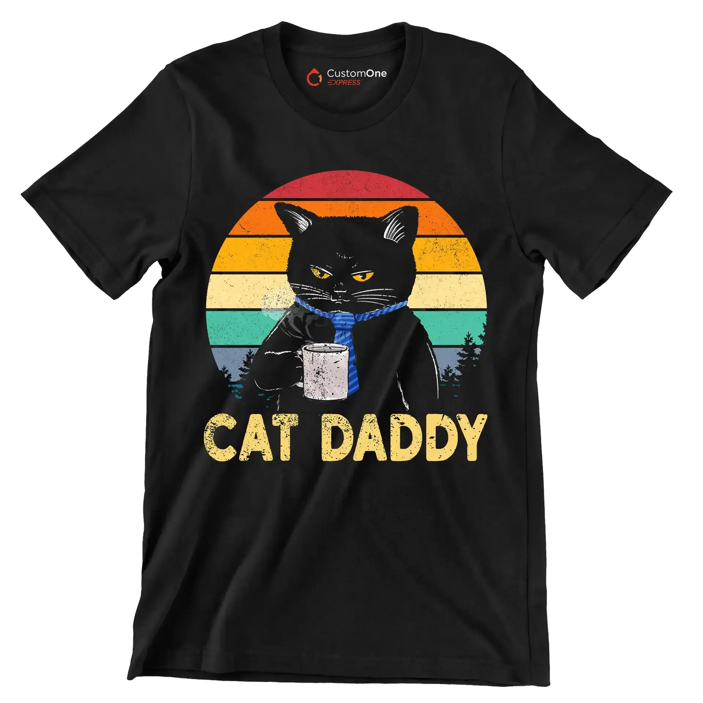 Cat Daddy - Father’s Day T-Shirt-Black-S-Custom One Express