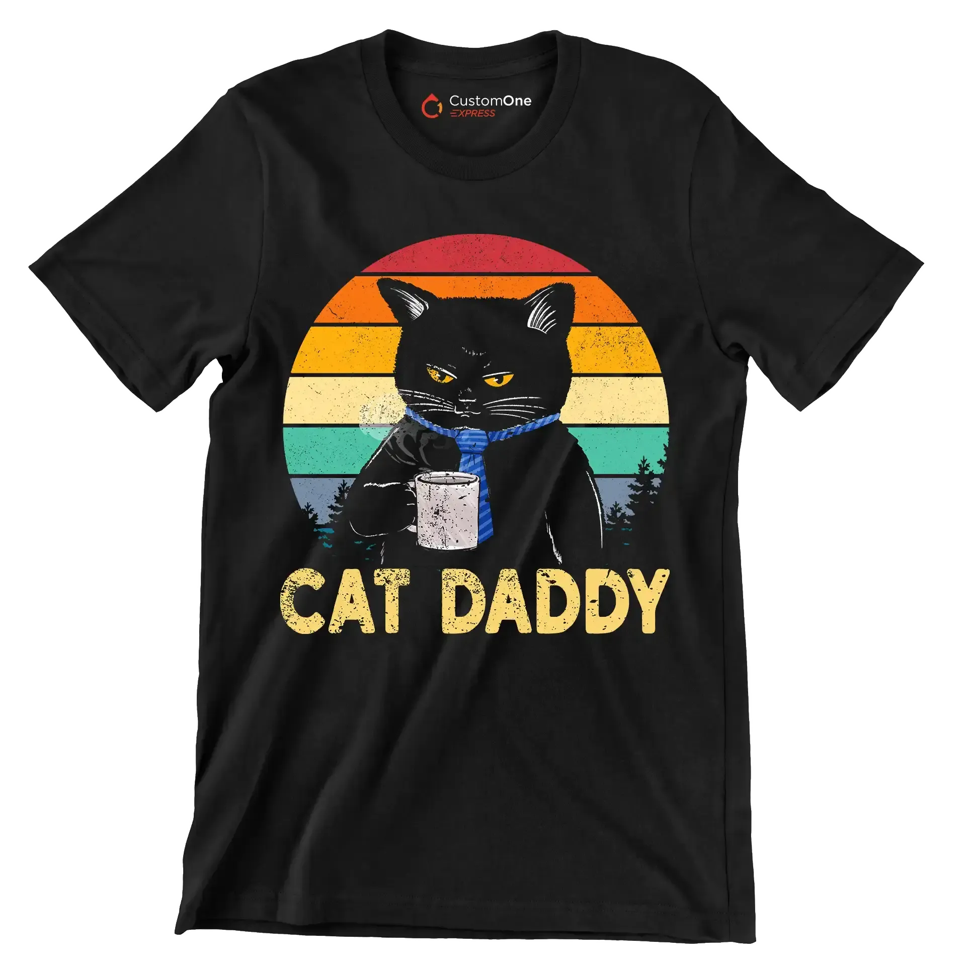 Cat Daddy - Father’s Day T-Shirt-Black-S-Custom One Express