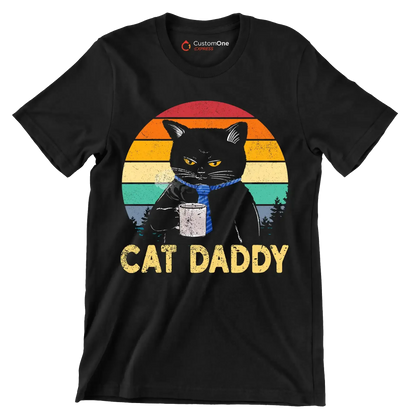 Cat Daddy - Father’s Day T-Shirt-Black-S-Custom One Express