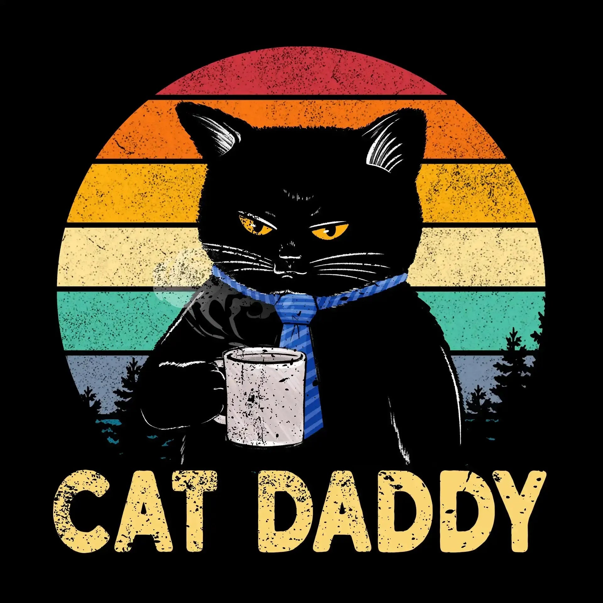 Cat Daddy - Father’s Day T-Shirt-Black-S-Custom One Express