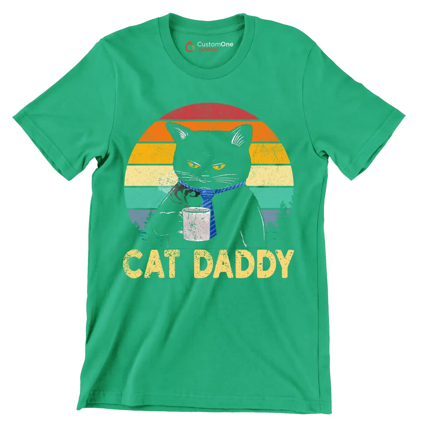 Cat Daddy - Father’s Day T-Shirt-Green-S-Custom One Express