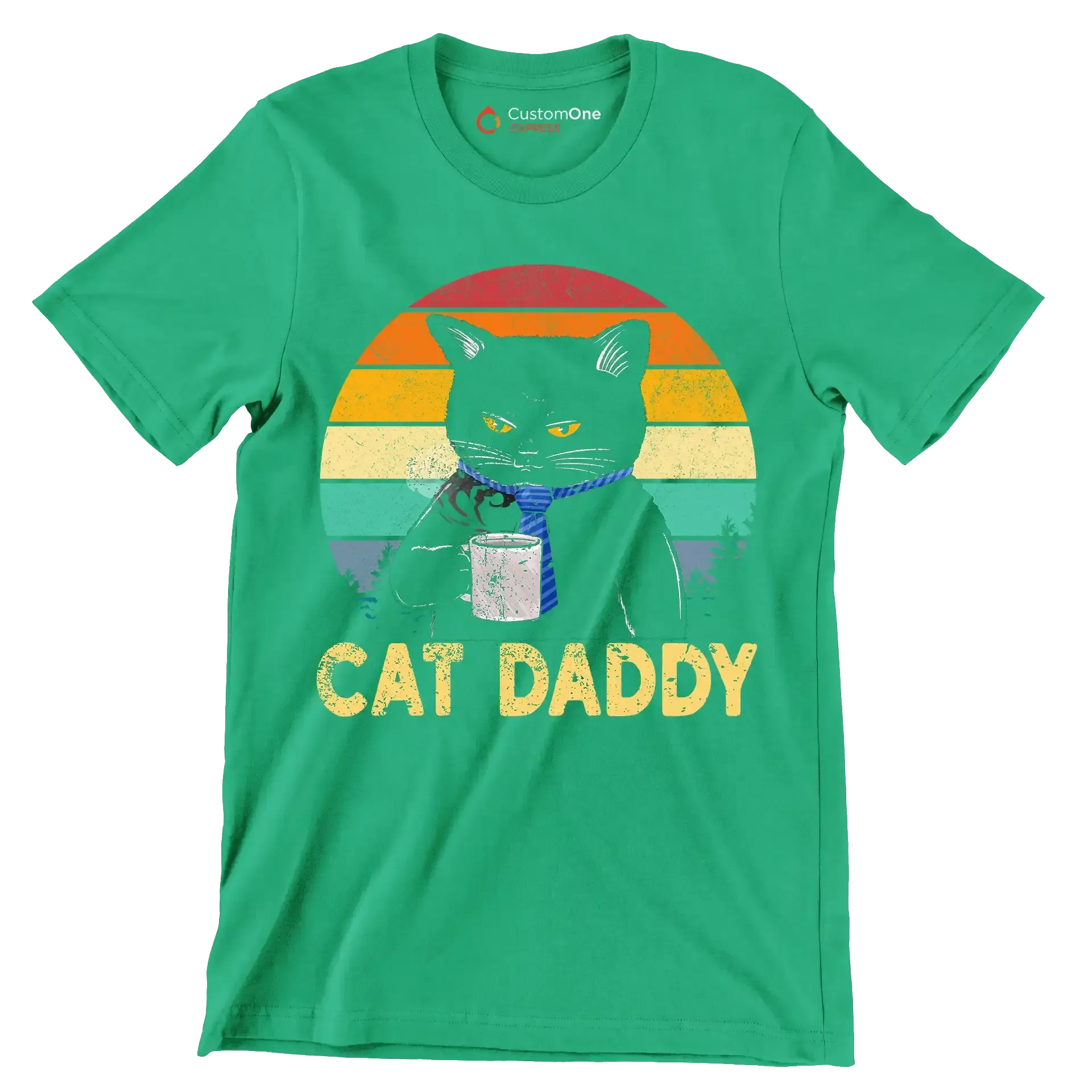 Cat Daddy - Father’s Day T-Shirt-Green-S-Custom One Express