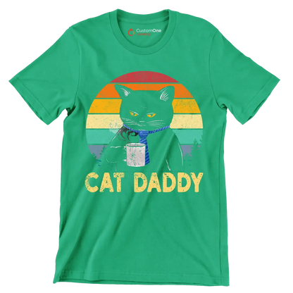 Cat Daddy - Father’s Day T-Shirt-Green-S-Custom One Express