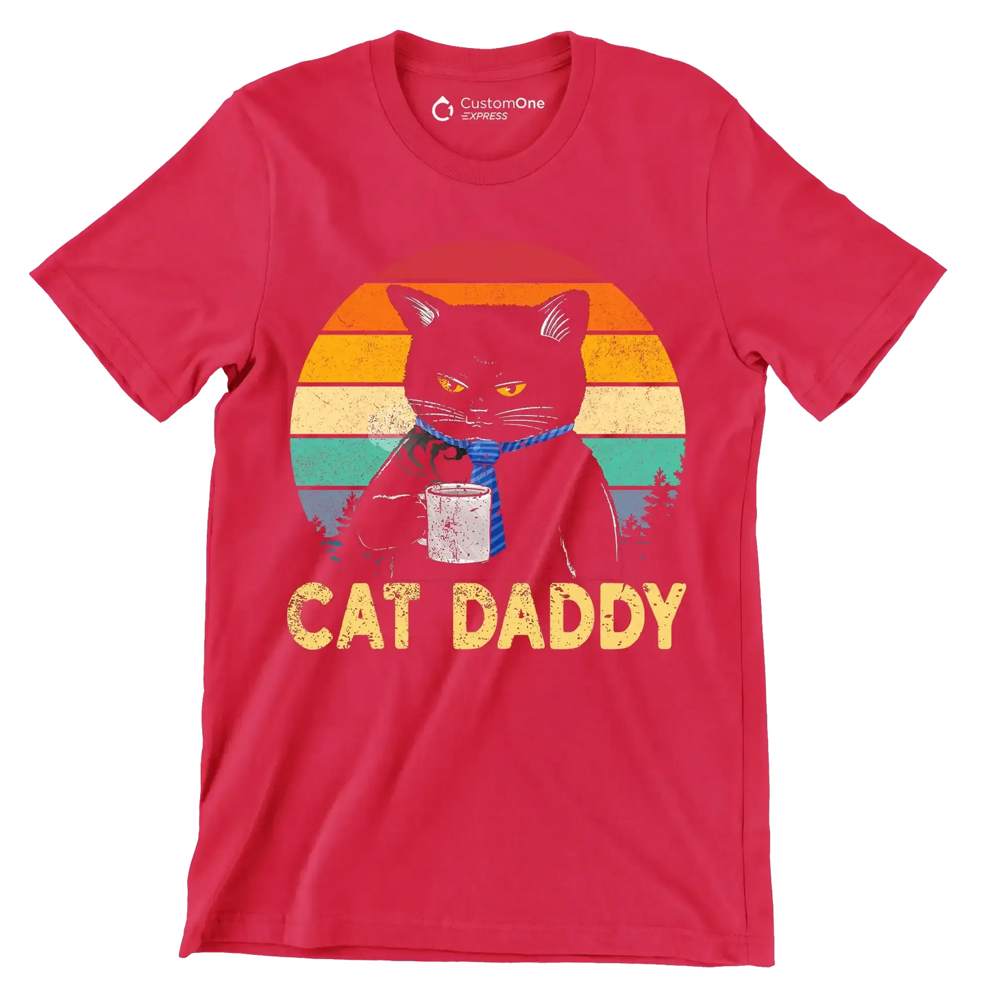 Cat Daddy - Father’s Day T-Shirt-Red-S-Custom One Express