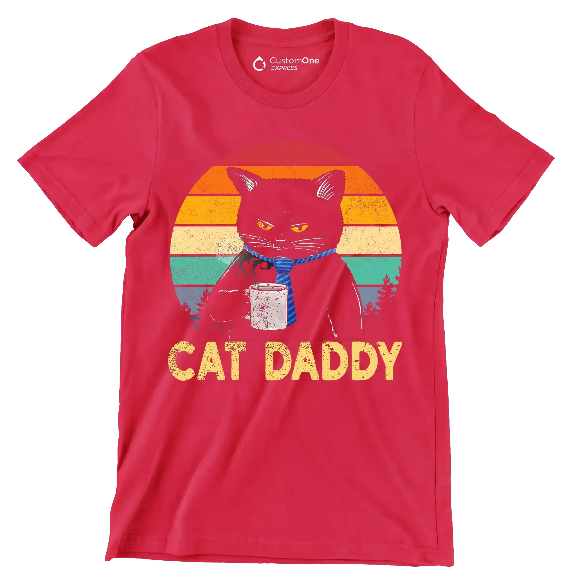 Cat Daddy - Father’s Day T-Shirt-Red-S-Custom One Express
