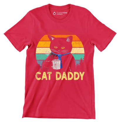 Cat Daddy - Father’s Day T-Shirt-Red-S-Custom One Express