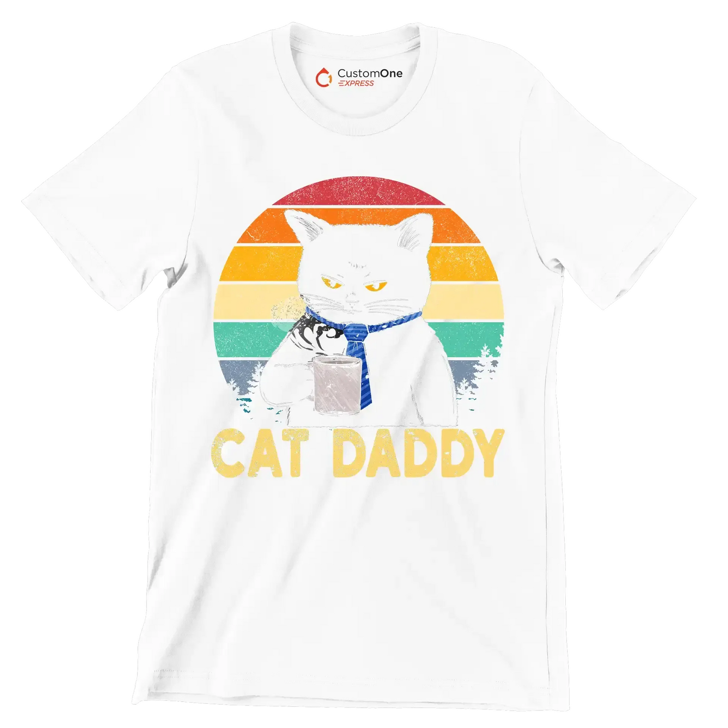 Cat Daddy - Father’s Day T-Shirt-White-S-Custom One Express