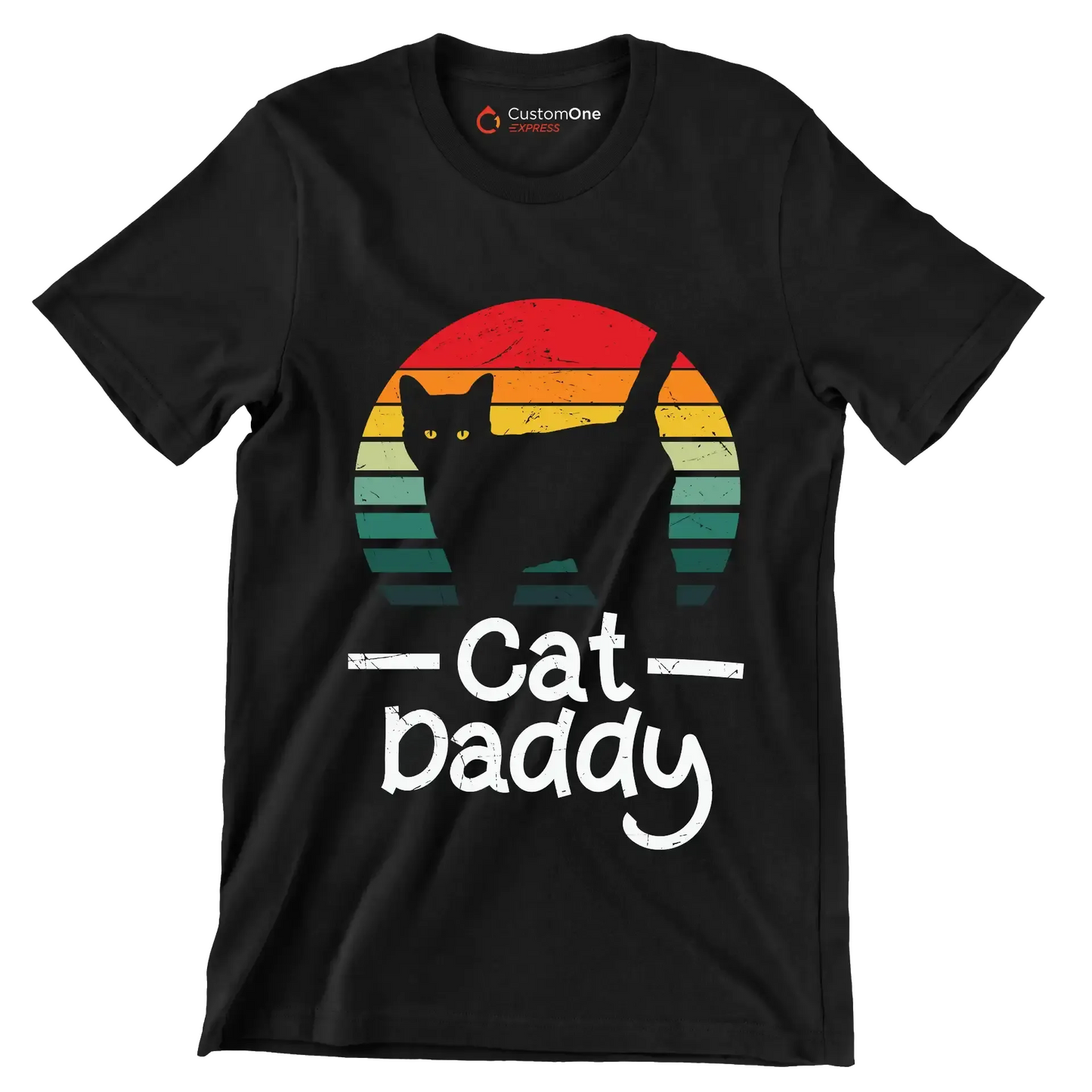 Cat Daddy Vintage Eighties Style - Cat Themed T-Shirt-Black-S-Custom One Express