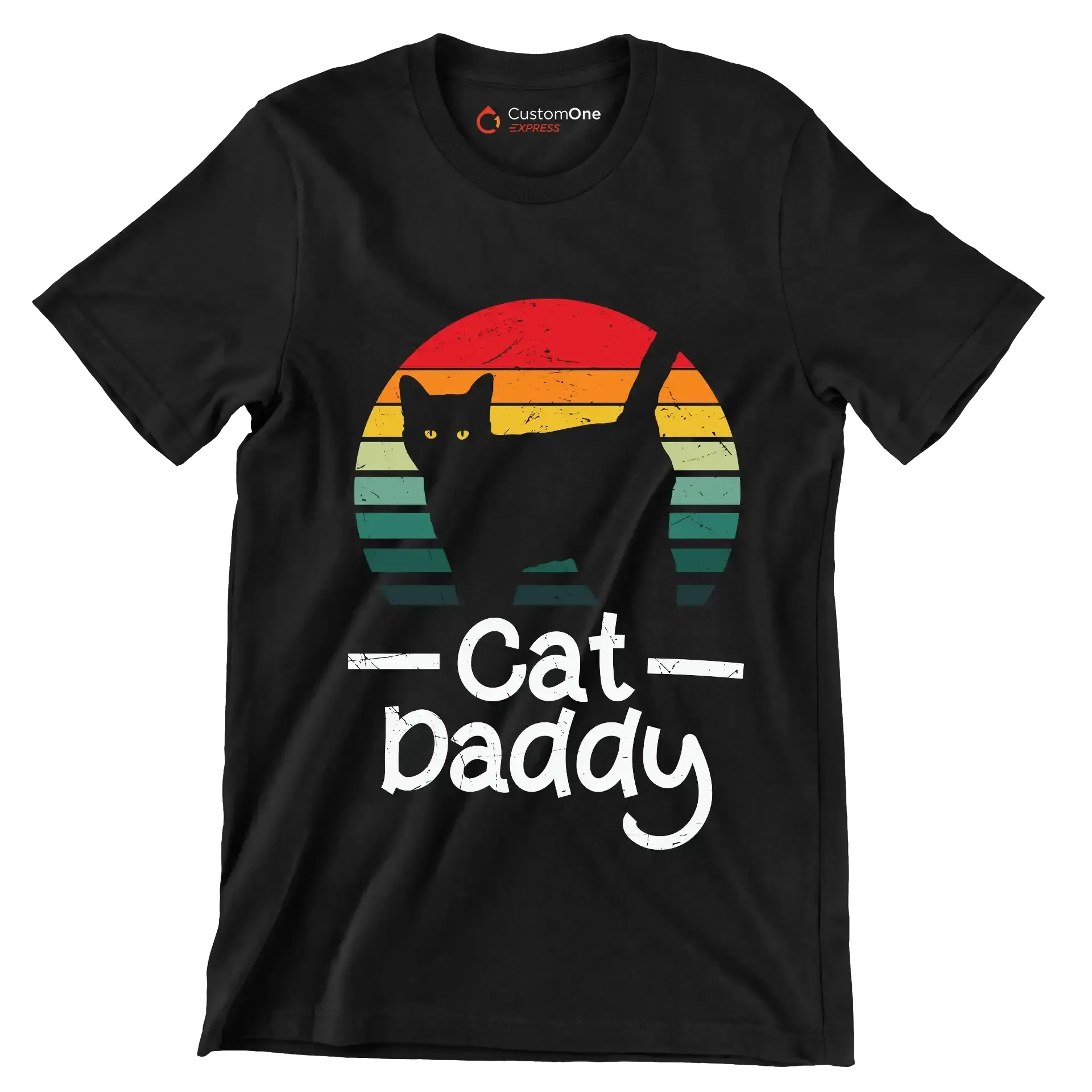Cat Daddy Vintage Eighties Style - Cat Themed T-Shirt-Black-S-Custom One Express