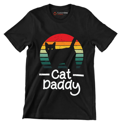 Cat Daddy Vintage Eighties Style - Cat Themed T-Shirt-Black-S-Custom One Express