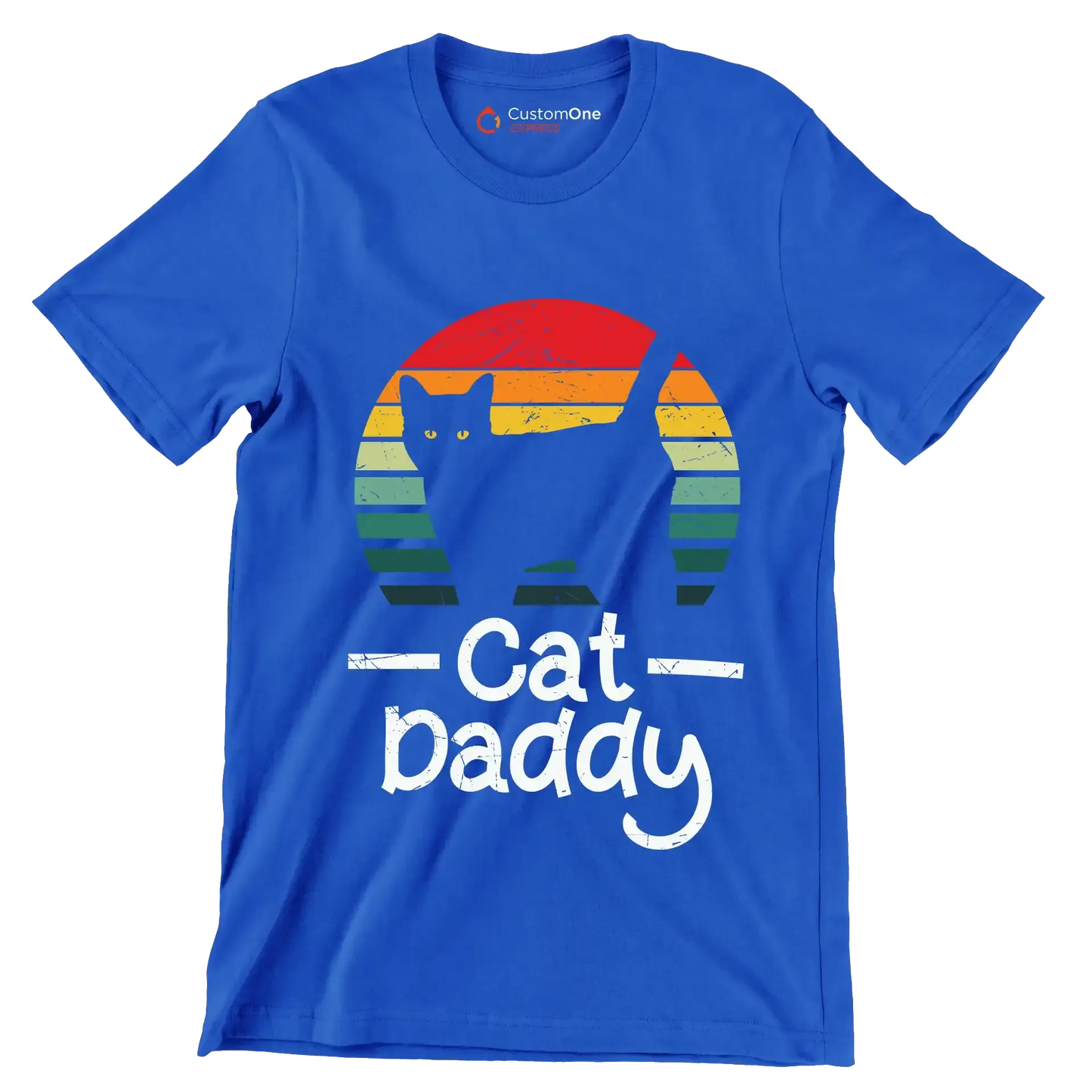 Cat Daddy Vintage Eighties Style - Cat Themed T-Shirt-Blue-S-Custom One Express