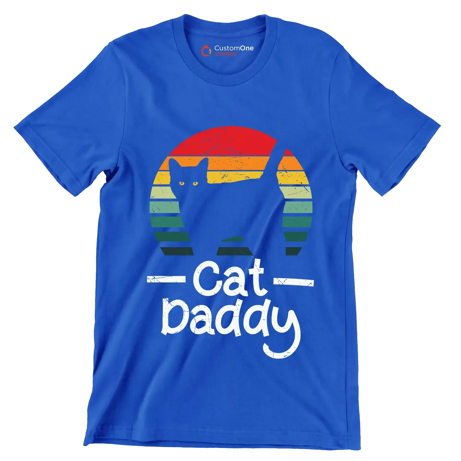 Cat Daddy Vintage Eighties Style - Cat Themed T-Shirt-Blue-S-Custom One Express