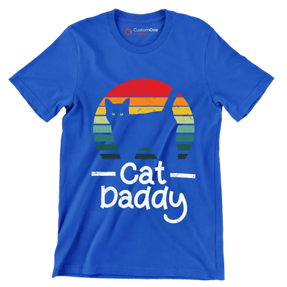 Cat Daddy Vintage Eighties Style - Cat Themed T-Shirt-Blue-S-Custom One Express