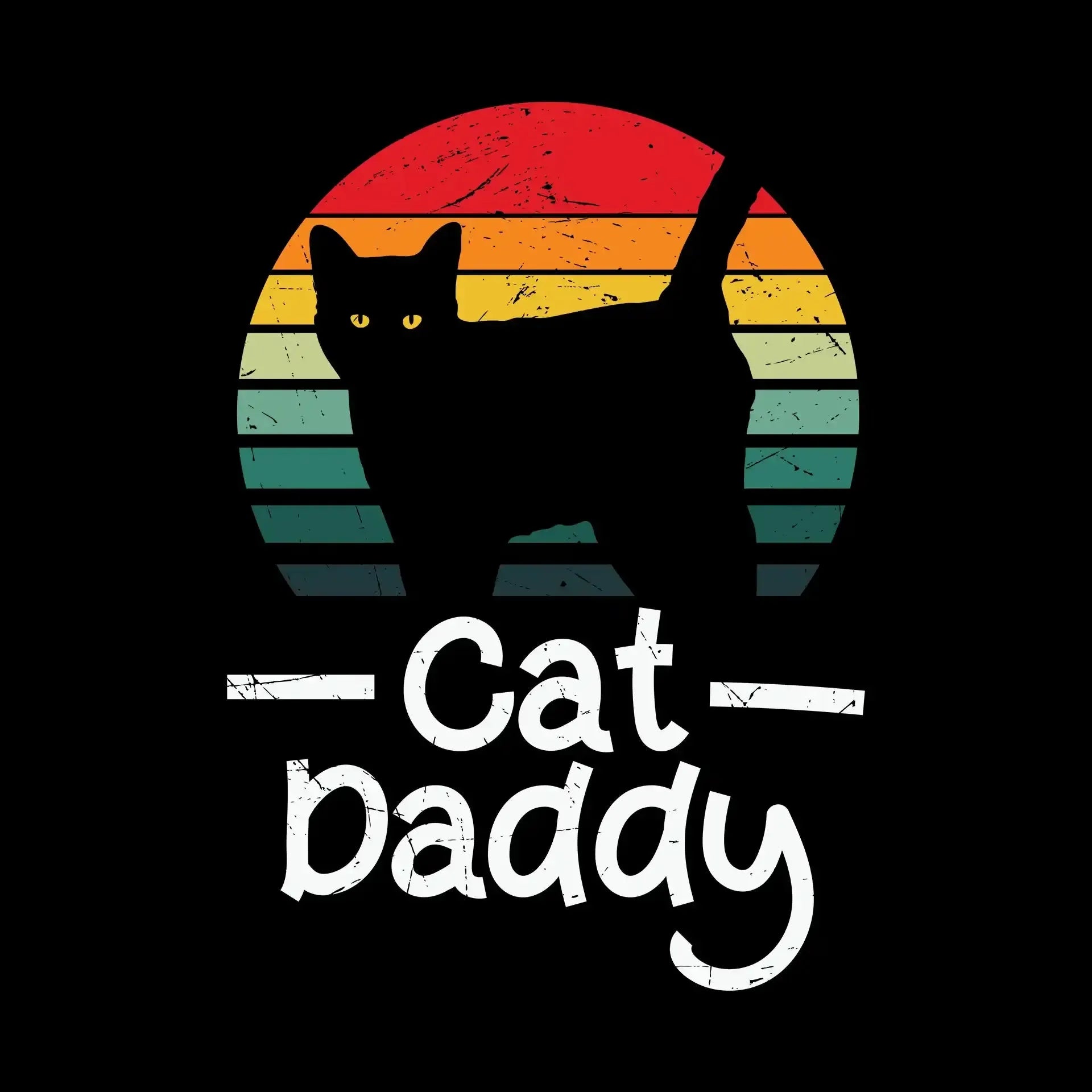 Cat Daddy Vintage Eighties Style - Cat Themed T-Shirt-Black-S-Custom One Express