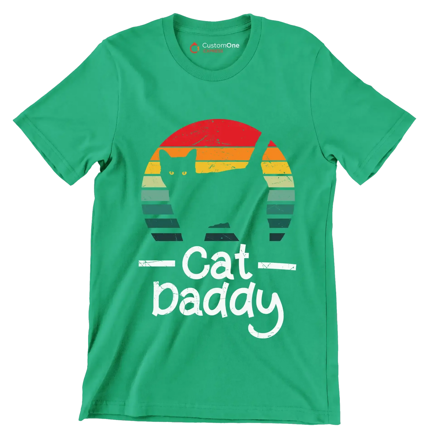 Cat Daddy Vintage Eighties Style - Cat Themed T-Shirt-Green-S-Custom One Express